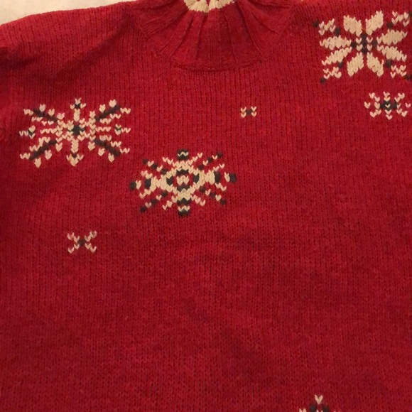 Liz Claiborne Lizwear Vintage Red Snowflake Christmas Sweater Shoulder Pads - Picture 3 of 8
